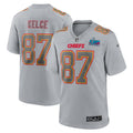 Travis Kelce Kansas City Chiefs Super Bowl LVII Patch Atmosphere Fashion Game Jersey - Gray