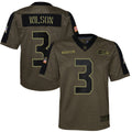 Russell Wilson Seattle Seahawks Youth 2021 Salute To Service Game Jersey - Olive