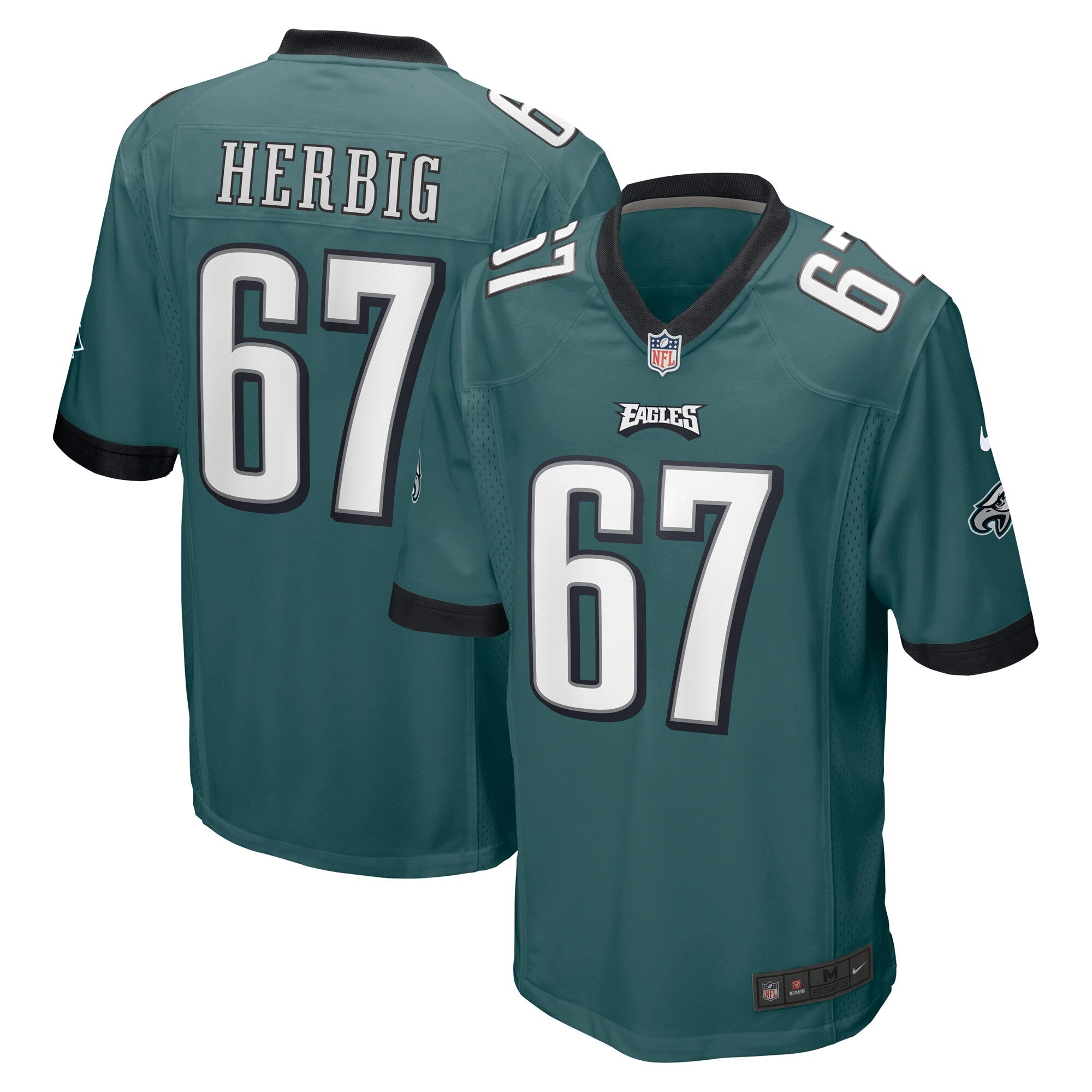 Nate Herbig Philadelphia Eagles Game Jersey - Midnight Green