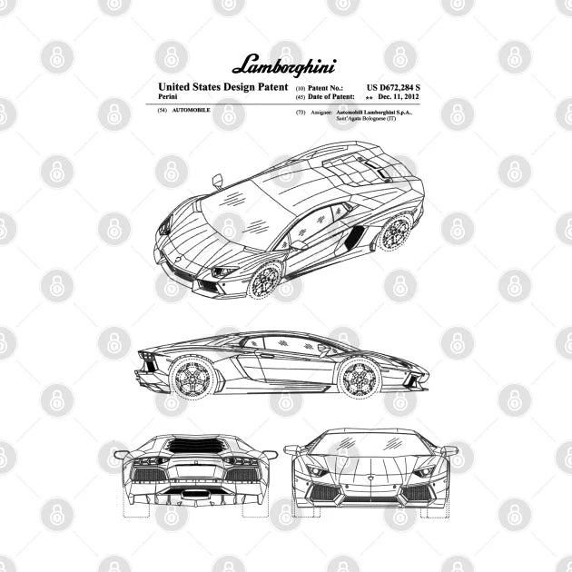 Lamborghini Aventador Patent Black T-Shirt