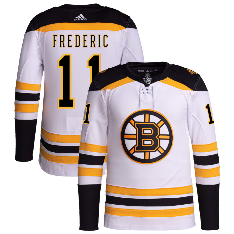 Trent Frederic Boston Bruins Away Primegreen Authentic Pro Jersey - White