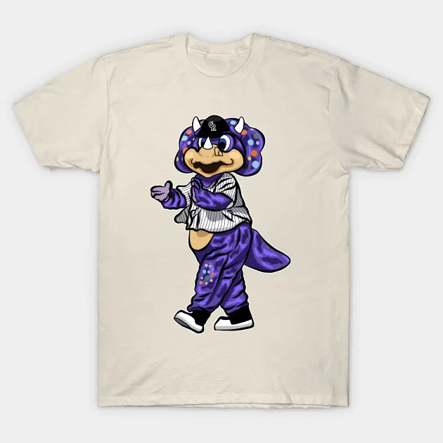 Dinger Triceratops Mascot Colorado Purple T-Shirt