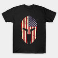 Spartan Helmet American Flag Distressed Warrior T-Shirt