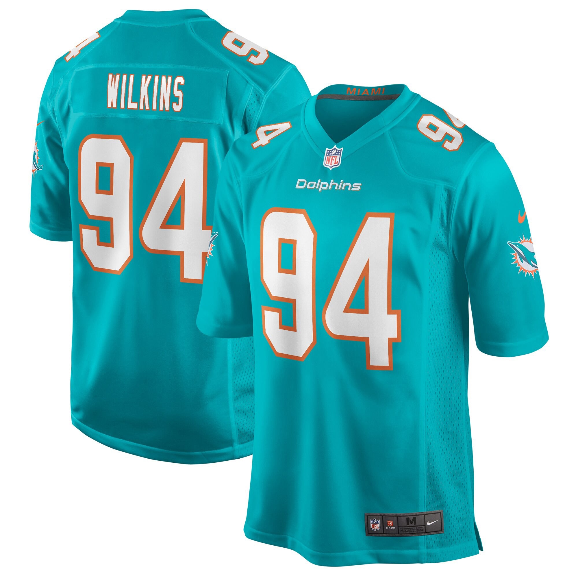 Christian Wilkins Miami Dolphins Game Jersey - Aqua
