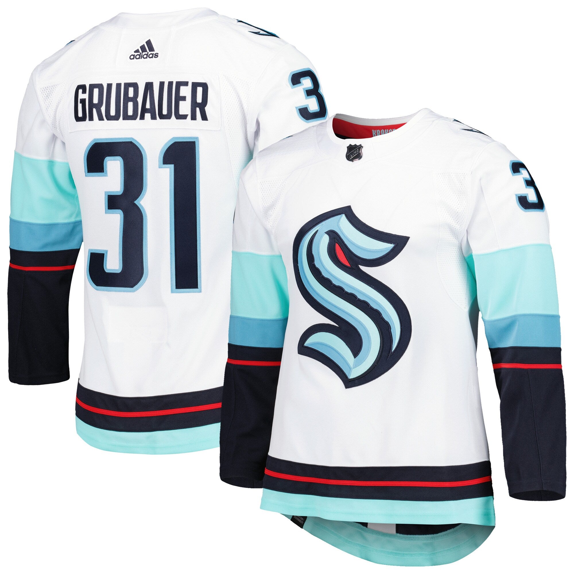 Philipp Grubauer Seattle Kraken Primegreen Authentic Pro Away Player Jersey - White